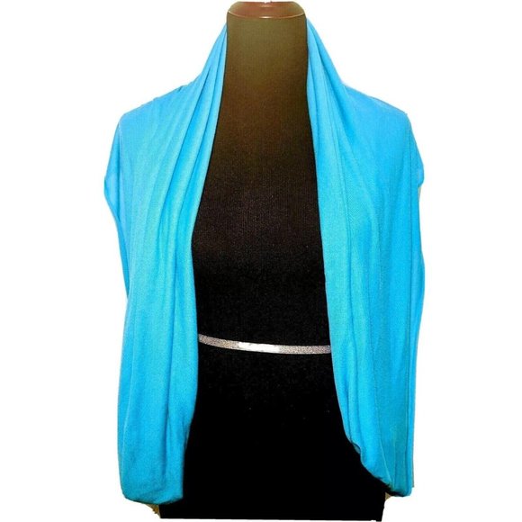 Infinity Tube Scarf Shrug Super Soft Vibrant Turquoise Seamless 43"x32" - Picture 5 of 7
